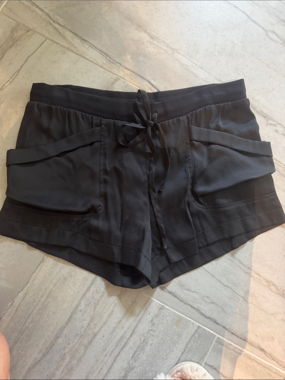 BCBG Black High-Waist Drawstring Pocket Shorts